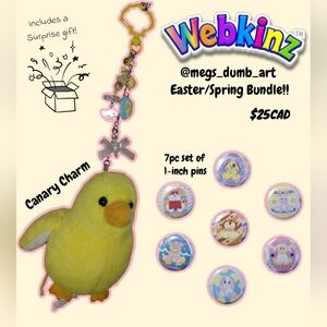 Webkinz Canary Plush Charm Keychain with 7-Pin Set